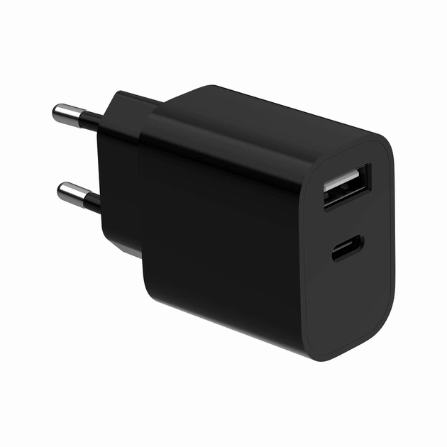 Мережевий зарядний пристрій Gembird (1USBх2.4A + 1USB-Cх2.4A) Black (TA-UC-2AC12-01-BK) - Фото 1 Мережевий зарядний пристрій Gembird (1USBх2.4A + 1USB-Cх2.4A) Black (TA-UC-2AC12-01-BK) - зображення 1