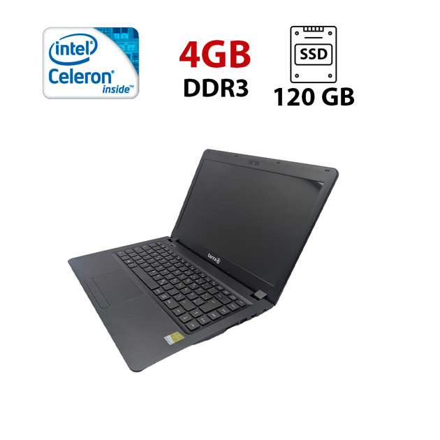 Ноутбук Terra Mobile 1415 / 14" (1366x768) TN / Intel Celeron N2840 (2 ядра по 2.16 - 2.58 GHz) / 4 GB DDR3 / 120 GB SSD / Intel HD Graphics / WebCam б/в - Фото 1 Ноутбук Terra Mobile 1415 / 14" (1366x768) TN / Intel Celeron N2840 (2 ядра по 2.16 - 2.58 GHz) / 4 GB DDR3 / 120 GB SSD / Intel HD Graphics / WebCam б/в - зображення 1