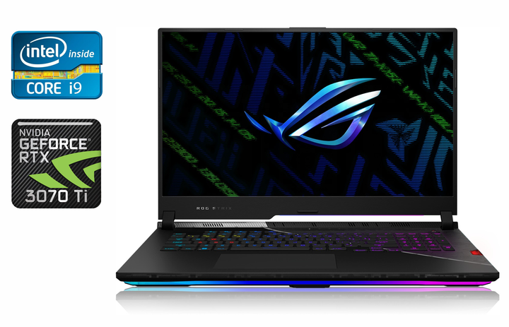 Игровой ноутбук Asus ROG Strix Scar 17 / 17.3" (2560x1440) IPS / Intel Core i9-12900H (14 (20) ядер по 3.8 - 5.0 GHz) / 32 GB DDR5 / 1000 GB SSD / nVidia GeForce RTX 3070 Ti, 8 GB GDDR6X, 256-bit / HDMI / Windows 10 б/у - Фото 1 Игровой ноутбук Asus ROG Strix Scar 17 / 17.3" (2560x1440) IPS / Intel Core i9-12900H (14 (20) ядер по 3.8 - 5.0 GHz) / 32 GB DDR5 / 1000 GB SSD / nVidia GeForce RTX 3070 Ti, 8 GB GDDR6X, 256-bit / HDMI / Windows 10 б/у - изображение 1