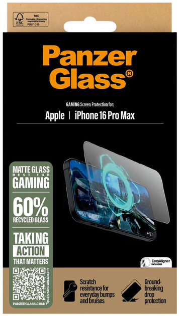 Захисне скло PanzerGlass Gaming Screen Protector Ultra-Wide Fit для Apple iPhone 16 Pro Max Black (5715685002366) - зображення 4