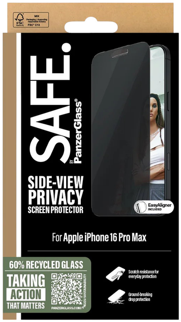 Szkło hartowane SAFE. by PanzerGlass Privacy Screen Protector Ultra-Wide Fit do Apple iPhone 16 Pro Max (5715685002809) - obraz 4