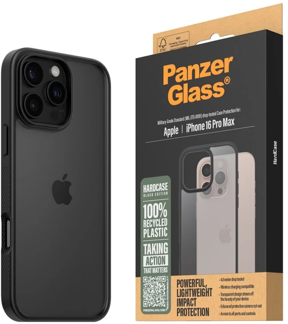 Etui PanzerGlass HardCase do Apple iPhone 16 Pro Max Black (5715685003219) - obraz 3