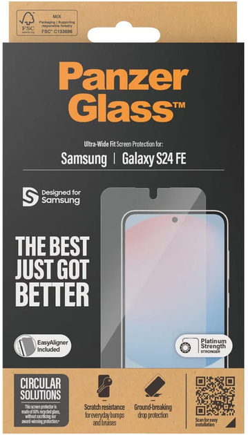 Szkło hartowane PanzerGlass Screen Protector Ultra-Wide Fit do Samsung Galaxy S24 FE (5715685012150) - obraz 4