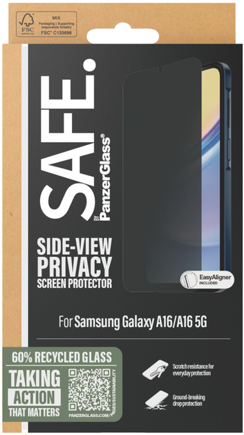 Szkło hartowane SAFE. by PanzerGlass Privacy Screen Protector Ultra-Wide Fit do Samsung Galaxy A16/A16 5G (5715685014932) - obraz 4