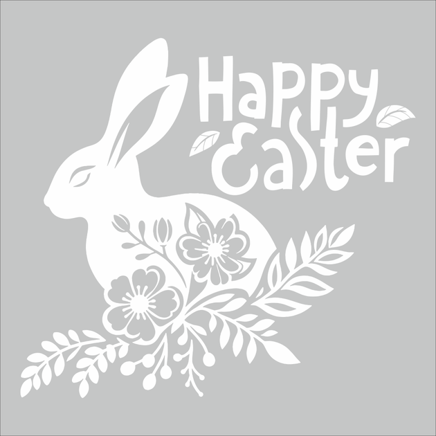 Виниловые наклеки для окон Happy Pocket Набор Пасхальный кролик Happy Easter декор витрин Пасха белый глянец - изображение 5