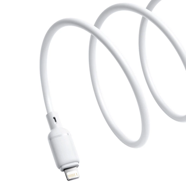 Дата-кабель Baseus Silky Series OS Fast Charging USB to Lightning 2.4A (1м) (P1037770) Moon White - Фото 2 Дата-кабель Baseus Silky Series OS Fast Charging USB to Lightning 2.4A (1м) (P1037770) Moon White - зображення 2