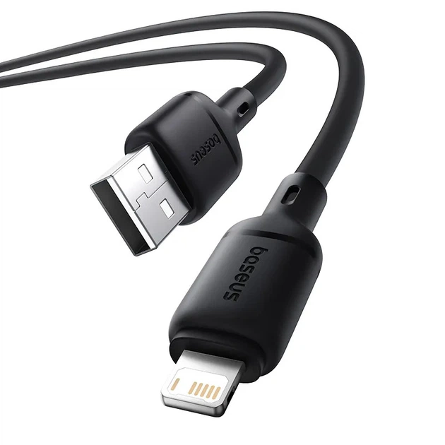 Дата кабель Baseus Silky Series OS Fast Charging USB to Lightning 2.4A (2m) (P1037770) Cluster Black - зображення 4
