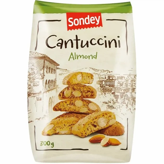 Печенье Кантучини Sondey Cantuccini Almond с миндалем 300 г - Фото 1 Печенье Кантучини Sondey Cantuccini Almond с миндалем 300 г - изображение 1