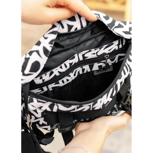 Велика жіноча поясна сумка бананка Sambag DynamicDart принт "Graphity" - Фото 11 Велика жіноча поясна сумка бананка Sambag DynamicDart принт "Graphity" - зображення 11