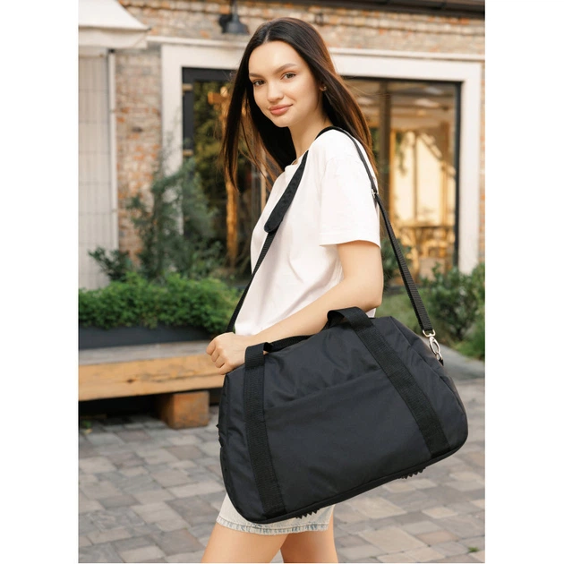 Жіноча спортивна сумка Sambag Vogue LQH чорна тканева - Фото 2 Жіноча спортивна сумка Sambag Vogue LQH чорна тканева - изображение 2