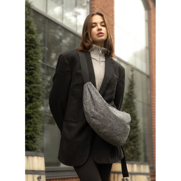 Жіноча сумка Sambag HOBO Bag-glove тканева сіра - изображение 2