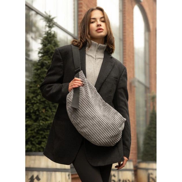 Жіноча сумка Sambag HOBO Bag-glove тканева графітова - Фото 1 Жіноча сумка Sambag HOBO Bag-glove тканева графітова - зображення 1