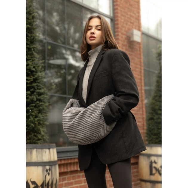 Жіноча сумка Sambag HOBO Bag-glove тканева графітова - Фото 2 Жіноча сумка Sambag HOBO Bag-glove тканева графітова - зображення 2