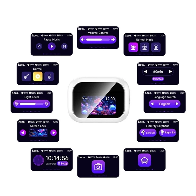 Беспроводные наушники HOCO EW79 Bright, TWS, ANC, Touch Screen, BT5.4, 30mAh, 350mAh, 4h, white - Фото 3 Беспроводные наушники HOCO EW79 Bright, TWS, ANC, Touch Screen, BT5.4, 30mAh, 350mAh, 4h, white - изображение 3