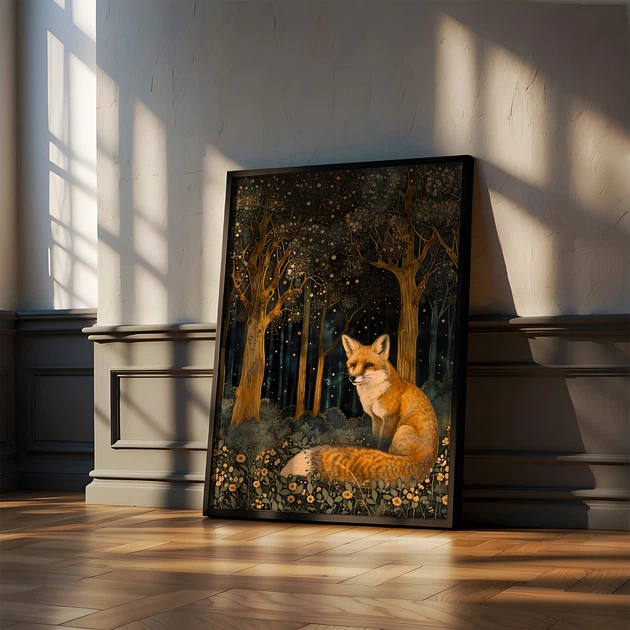 Постер Roomy "Fox and Night" Черная рамка с глянцевым стеклом A4 (29.7x21 cm) - изображение 4