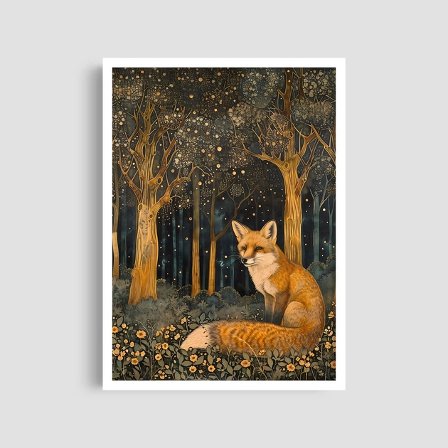 Постер Roomy "Fox and Night" Черная рамка с глянцевым стеклом A4 (29.7x21 cm) - изображение 5