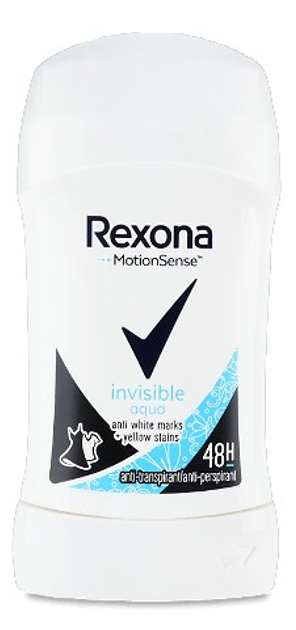 Антиперспирант стик Rexona женский Invisible Aqva, 40 мл - Фото 1 Антиперспирант стик Rexona женский Invisible Aqva, 40 мл - изображение 1