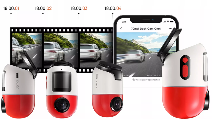 Wideorejestrator 70mai X200 Dash Cam Omni 64 GB Red (6971669781361) - obraz 3