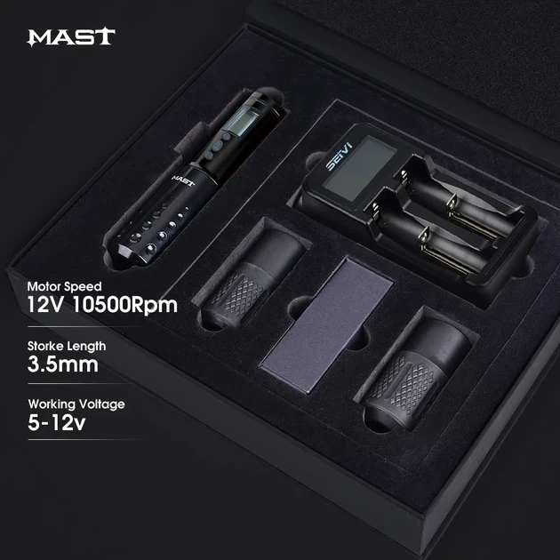 Бездротова тату машинка Mast Lancer Black WQP-015-5 - Фото 3 Бездротова тату машинка Mast Lancer Black WQP-015-5 - изображение 3