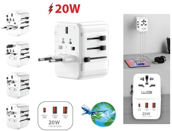 Uniwersalna ładowarka sieciowa Winner Group 1 x USB-C/2 x USB-A GaN 20W White (8591194125454) - obraz 4
