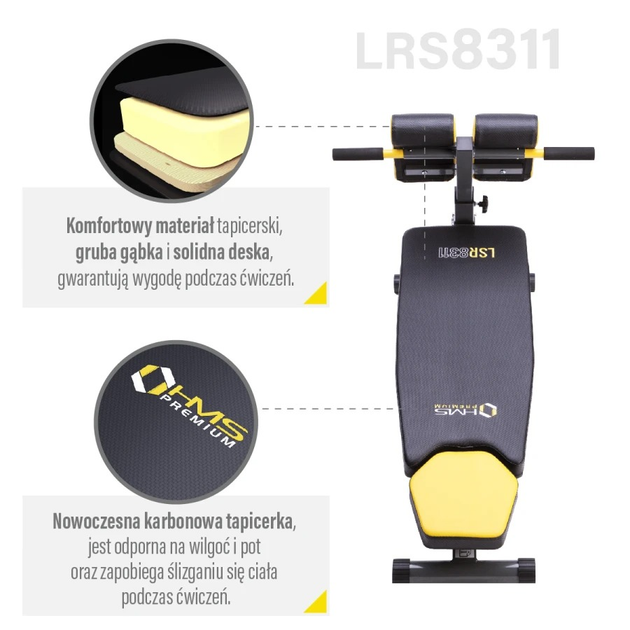 Ławka do ćwiczeń HMS z ławeczką rzymską LSR8311 (5907695596557) - obraz 9