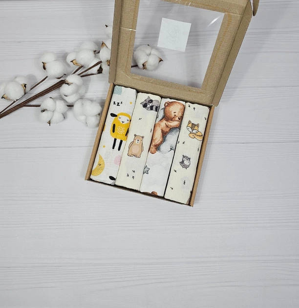 Набір з 4 муслинових серветок a.l.babybox Лісова мелодія - зображення 5