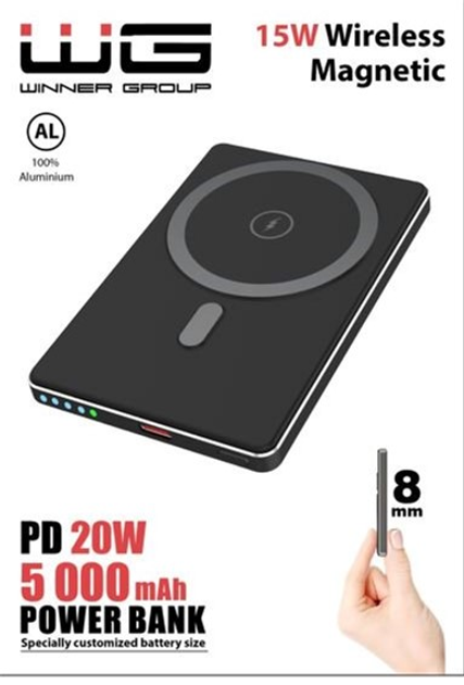 Powerbank Winner Group MagSafe 5000 mAh PD 20W Black (8591194124099) - obraz 5