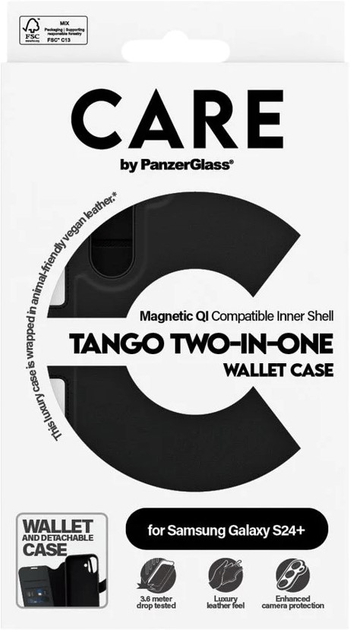 Чохол-книжка CARE by PanzerGlass Tango Two-in-One Wallet with Magnetic Qi для Samsung Galaxy S24 Plus Black (5715685012334) - зображення 3