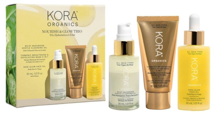 Набір для догляду за обличчям Kora Organics Nourish & Glow Trio Олія очищуюча Milky Mushroom 30 мл + Маска Turmeric освітлююча 2-в-1 30 мл + Олія для обличчя Noni Glow 30 мл (9342759006362/9342759006713) - зображення 3