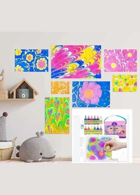 Набор для рисования на воде Tookyland 12 цветов + 50 листов. Marbling. Набор для марморирования, ЭБРУ (LT150) инструкция на украинском языке - изображение 11