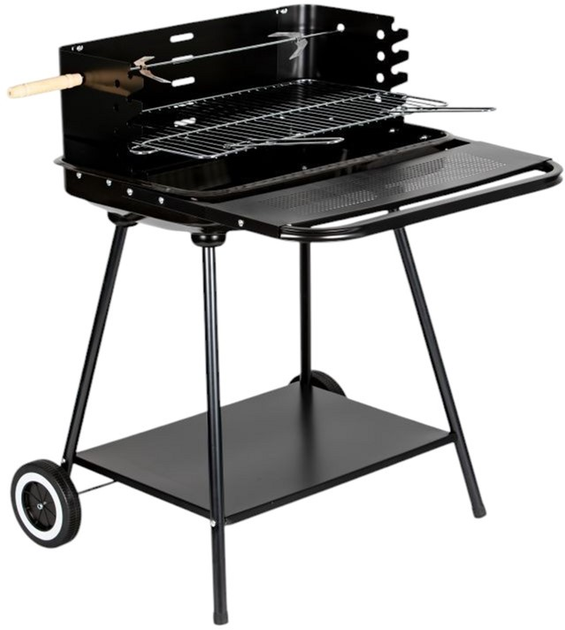 Grill węglowy ModernHome by Multistore z rożnem i regulacją rusztu + dwie duże półki (5903089067146) - obraz 3