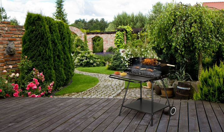 Grill węglowy ModernHome by Multistore z rożnem i regulacją rusztu + dwie duże półki (5903089067146) - obraz 8