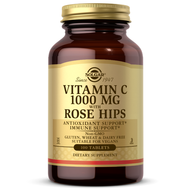 Витамин C, с шиповником, Vitamin C with Rose Hips, Solgar, 1000 мг, 100 таблеток солгар - Фото 1 Витамин C, с шиповником, Vitamin C with Rose Hips, Solgar, 1000 мг, 100 таблеток солгар - изображение 1