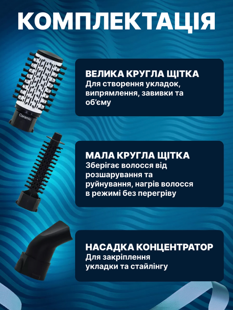 Фен-щетка стайлер для укладки браш c насадками Gemei GM-4828 с