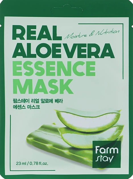 Маска тканинна для обличчя з алое FarmStay Real Aloe Vera Essence Mask 23ml - Фото 1 Маска тканинна для обличчя з алое FarmStay Real Aloe Vera Essence Mask 23ml - изображение 1