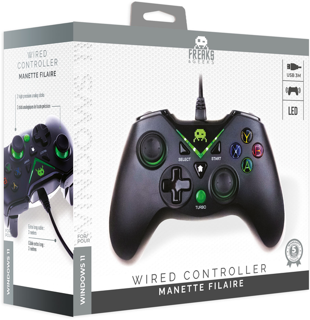 Kontroler Freaks and Geeks Black Wired Controller (3701625908135) - obraz 3