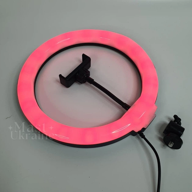 Светодиодная кольцевая лампа RGB LED 36 см для селфи, со штативом и держателем для телефона, лампа для блоггера MJ36T - Фото 7 Светодиодная кольцевая лампа RGB LED 36 см для селфи, со штативом и держателем для телефона, лампа для блоггера MJ36T - изображение 7