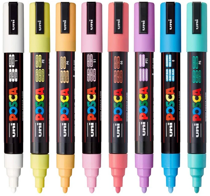 Набор маркеров Uni Posca PC-5M Soft Color 8 шт (PC-5M SOFT COLOR 8C) - изображение 3
