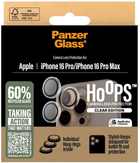 Szkło hartowane Panzer Glass Hoops Camera Lens Protector do iPhone 16 Pro / 16 Pro Max Transparrent (5715685003035) - obraz 4