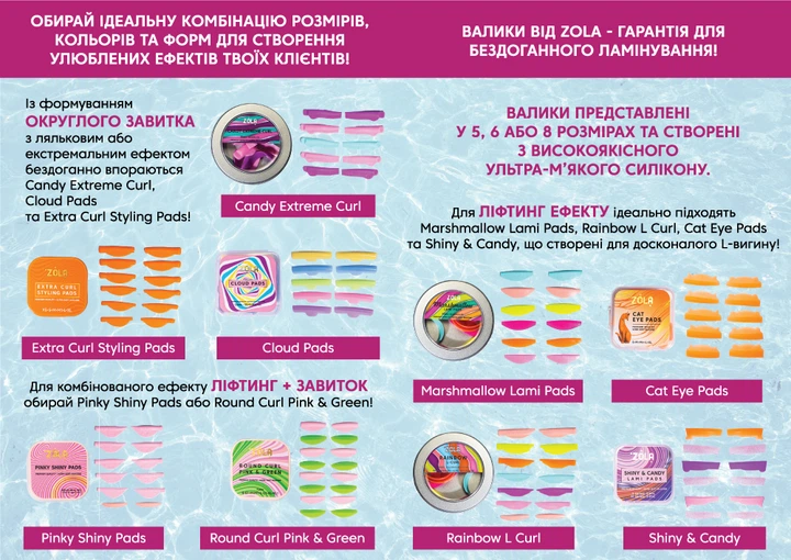 Валики для ламинирования Zola Marshmallow Lami Pads 6 пар - изображение 3