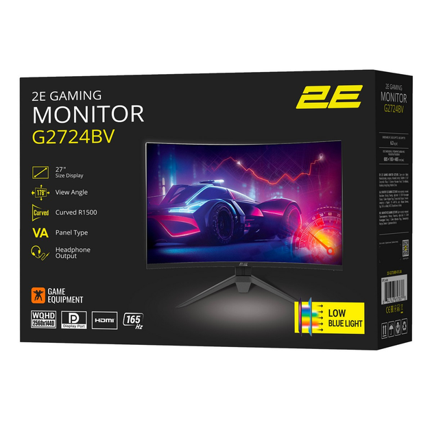 Монитор 2E GAMING 27" G2724BV HDMI, DP, VA, 2560x1440, 165Hz, 1ms, CURVED, FreeSync - изображение 9