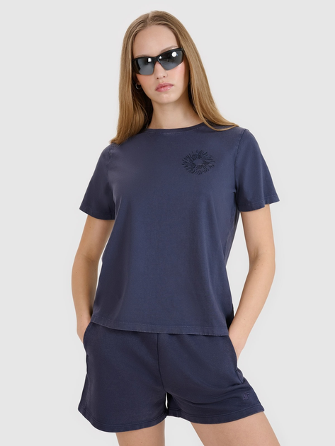 Футболка бавовняна жіноча 4F 4FWSS25TTSHF1988-22S 2XL Синя (5905700407348) - зображення 1