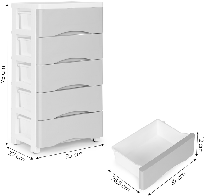 Комод ModernHome by Multistore з 5 висувними шухлядами сірий (PJJCBS0024-05A) - зображення 6