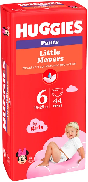 Трусики-подгузники Huggies Pants 6 Mega 15-25 кг для девочек 44 шт (5029053547664) - Фото 2 Трусики-подгузники Huggies Pants 6 Mega 15-25 кг для девочек 44 шт (5029053547664) - изображение 2