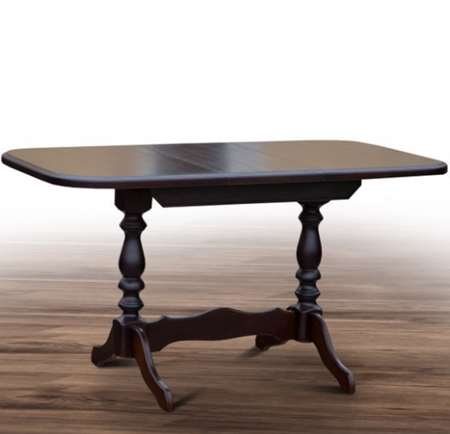 Обеденный кухонный стол Аврора деревянный прямоугольный раскладной 101 см со вставкой +35 см раздвижная система на кухню в гостиную столовую кафе темный орех сосна - изображение 6