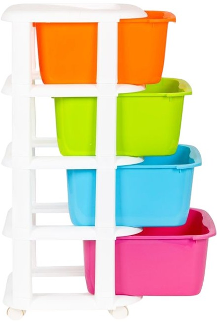 Regał ModernHome by Multistore z 4 wysuwanymi szufladami z kółkami (PJJCBS0012-04B) - obraz 3