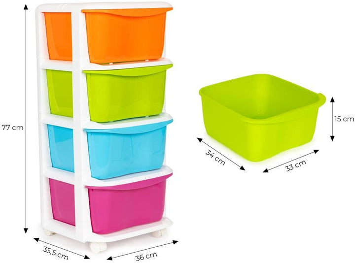 Regał ModernHome by Multistore z 4 wysuwanymi szufladami z kółkami (PJJCBS0012-04B) - obraz 6