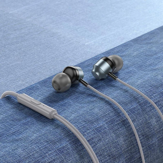 Дротові наушники HOCO M122 Power metal universal earphones with microphone, 3.5mm, 1.2m, metal-grey - изображение 5