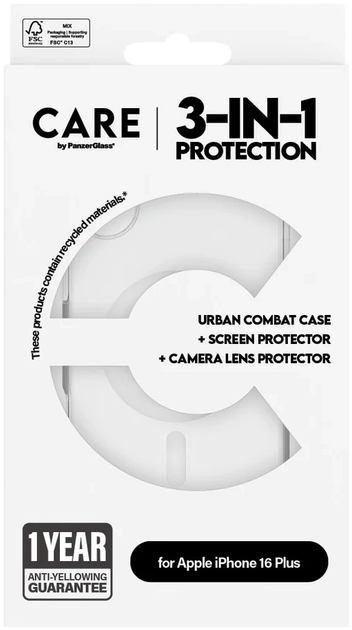 Zestaw panel + szkło CARE by PanzerGlass Flagship 3-in-1 dla iPhone 16 Plus Transparent (5715685004810) - obraz 6