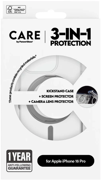 Комплект панель + скло CARE by PanzerGlass Feature 3-in-1 Ceramic Bundle для iPhone 16 Pro Transparent (5715685004766) - зображення 6